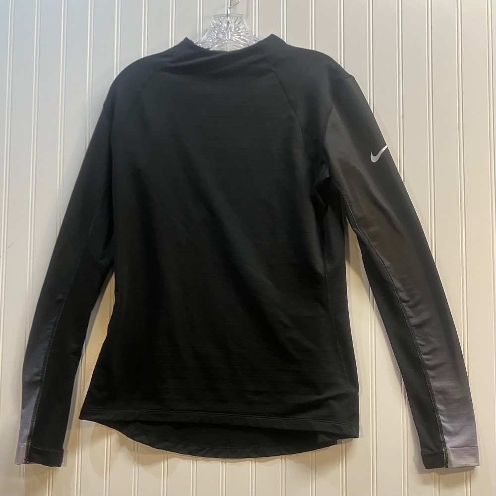 Nike Pro Hyperwarm Women XL Black Mock Neck Long Sleeve Training Top Ombré